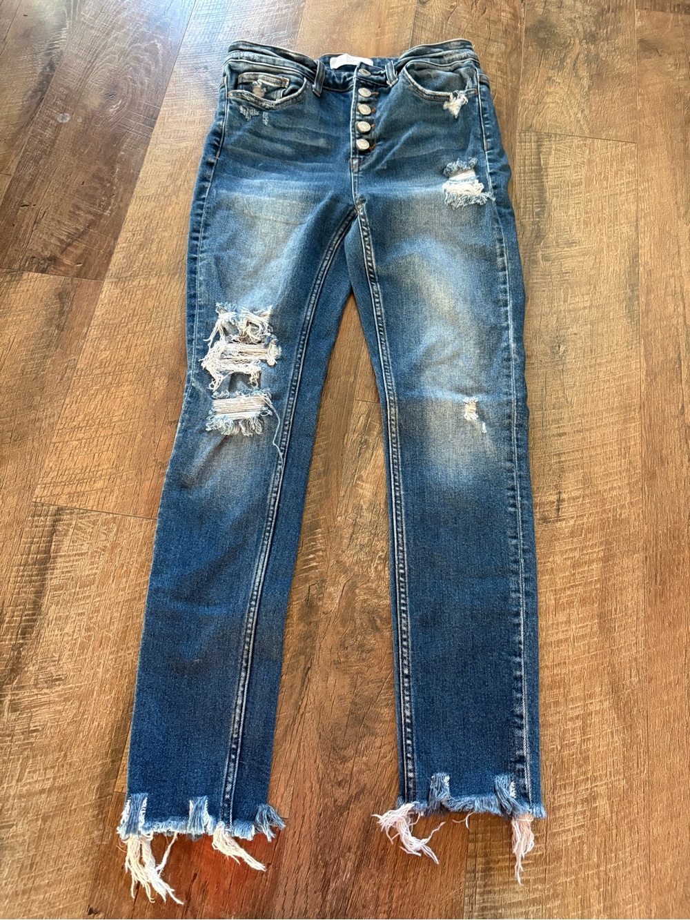 Vervet Blue High-Rise Distressed Skinny Jeans